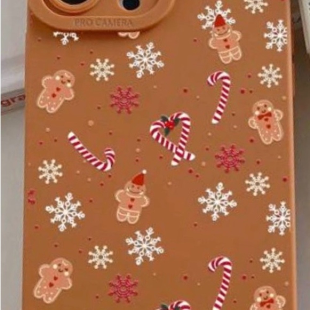 SHEIN Brown Gingerbread Candy Cane Holiday Phone Case